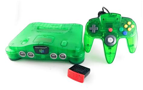 Jungle green Nintendo 64 video game console in good condition. . Green nintendo 64